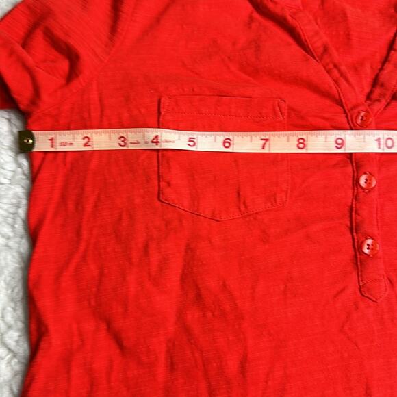 Boden 100% Cotton Pop of Color Lightweight 3/4 Sleeve Red Shirt Pocket M11 - Picture 4 of 10